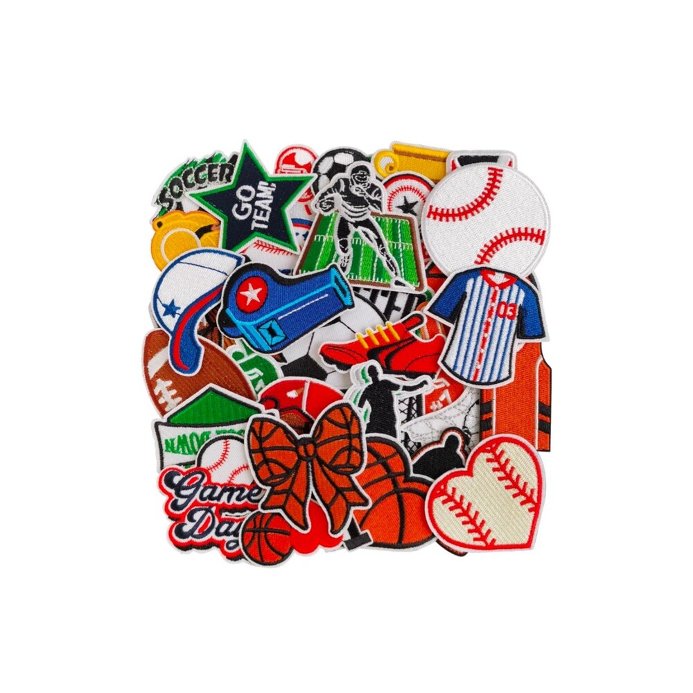 Iron-On Sports Patches 36 pieces